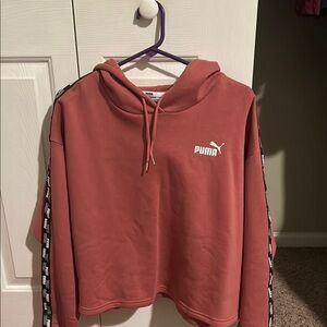 Puma Pink Cropped Boxy Hoodie Sweatshirt